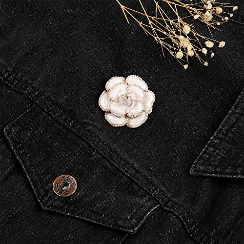 Image of HomeSoGood 2Pcs Pearl Camellia Flower Brooch Coat Alloy Brooch Enamel Camellia Elegant Pin Jewelry Accessories for Women
