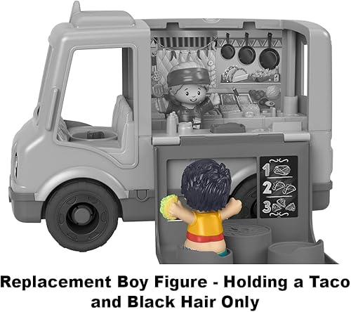 Miniatura 4 de Pieza de repuesto para Fisher-Price Little People Serve It Up Food Truck Playset - GTT73 ~ Figura de niño de repuesto que sostiene un taco ~ Pelo