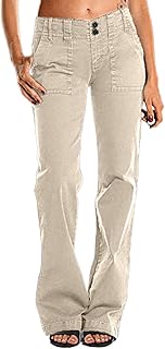 Women's Wide Leg Cargo Pants Mid Waist Straight Leg Business Casual Work...