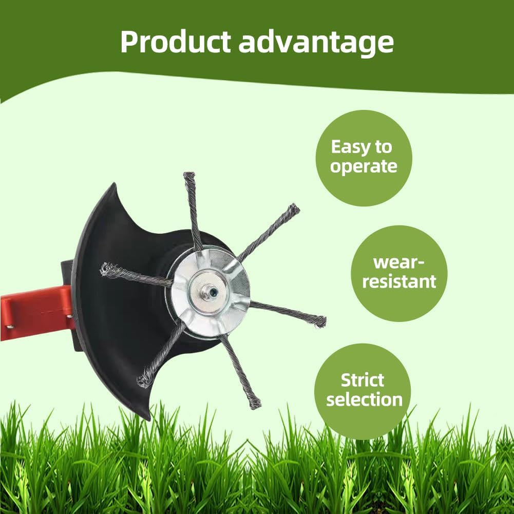 GYZOMKBIU 3PC 6 Inch Steel Wire Grass Trimmer Head, 2025 New Steel Wire Weed Brush