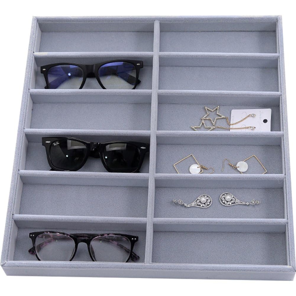 Boîte à lunettes et présentoir 12 compartiments pour illuminer le décor de votre chambre