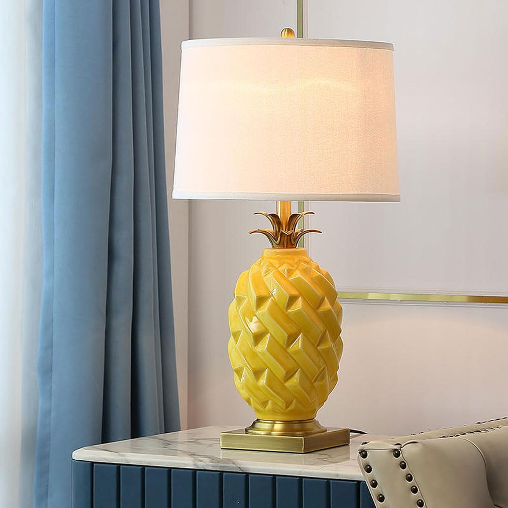asdchZen 22.8"/28" Modern Contemporary Ceramic Lamp For Living Room Off-White/Yellow Desk Decor Lamps For Bedroom Farmhouse Bedside Nightstand End Table Lamps-A-33 * 58Cm,A-33 * 58CM