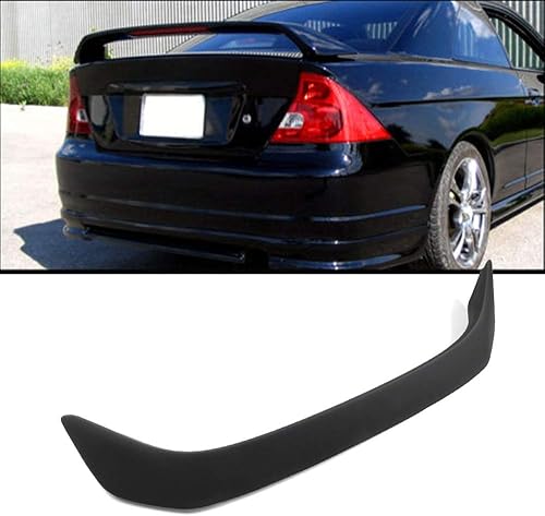 Miniatura 1 de Aintier 1 alerón trasero ABS compatible con 2001-2005 para Honda Civic Coupé negro mate alerón trasero con tercera luz de freno, cola trasera