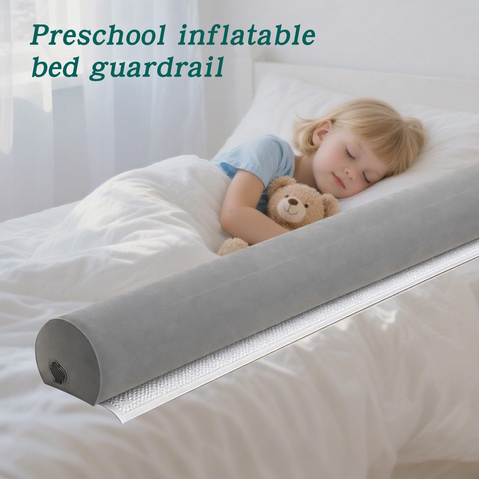 Griglia di protezione per letto da viaggio, gonfiabile, protezione anticaduta, rimovibile, per bambini, 130 x 20 x 15 cm