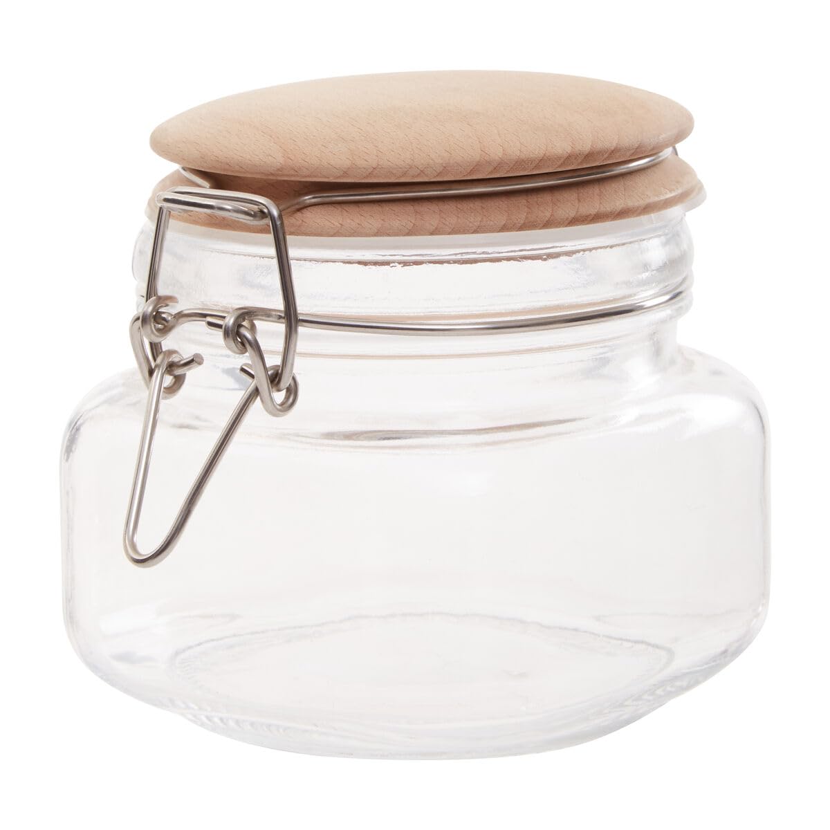 Orsina Square Glass Jar with Wooden Lid - 500ml - Clear