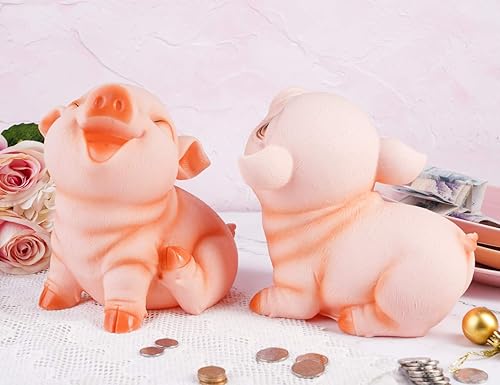 Miniatura 9 de H&W Lindo banco de dinero de cerdo, alcancía inastillable, banco de dinero creativo, puede almacenar 1000 monedas, el mejor regalo de cumpleaños,