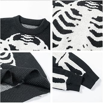 Y2K Skeleton Knit Sweater Fairy Grunge Hip Hop Oversized Streetwear Pullover Sweater Aesthetic Streetwear Fairycore Top