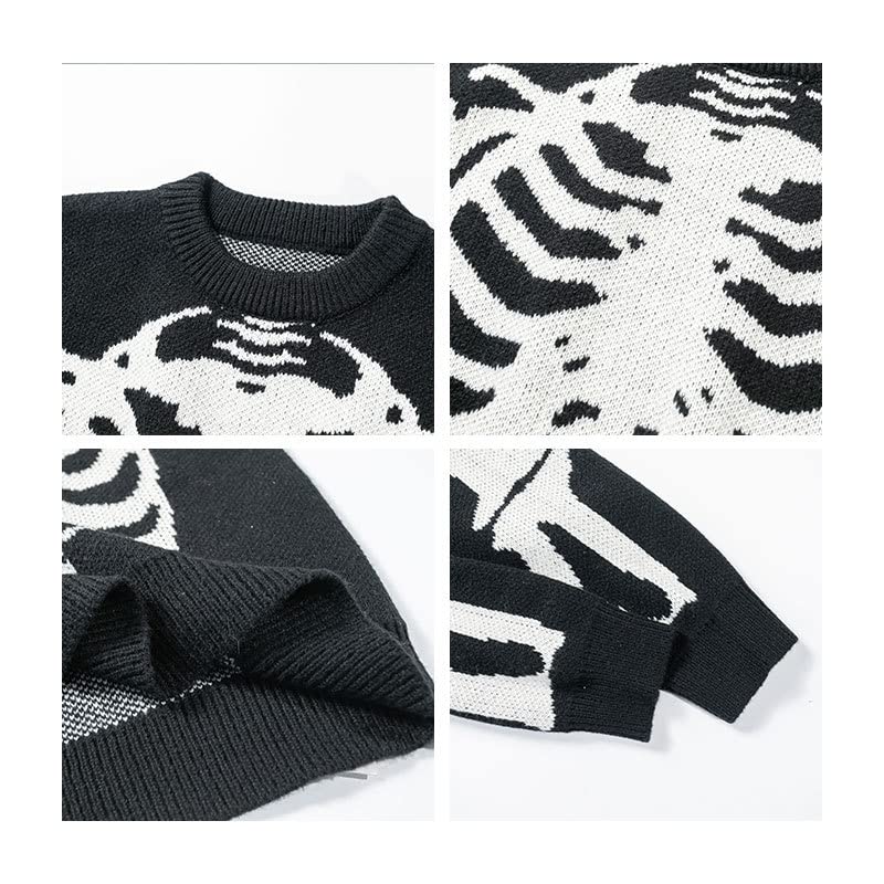 Y2K Hip Hop Oversized Sweater Fairy Grunge Skeleton Knitted Pullover Gothic Tops Aesthetic Punk Streetwear Clothes4