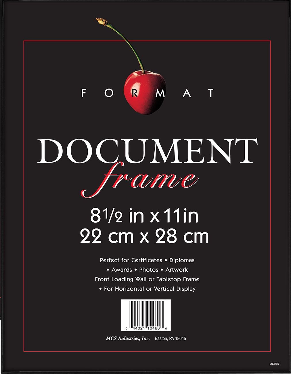 MCSFormat Document Frame, Diploma and Certificate Frame, Black, 8.5 x 11, Single