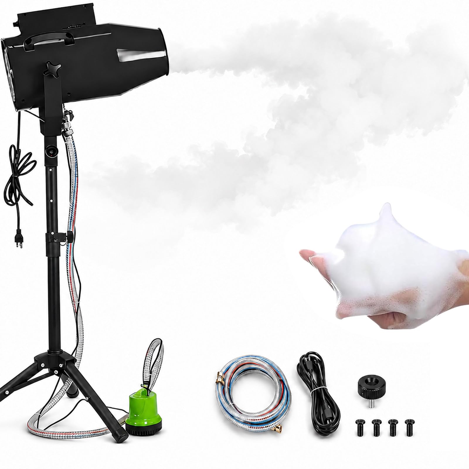 SHUMIAO Large Jet Foam Machine 1000W with Adjustable Tripod Stand, 20m³/Min High Output, 20-33ft Shooting Distance, Perfect for Outdoor Gatherings, Summer Pool Parties, Music Festivals