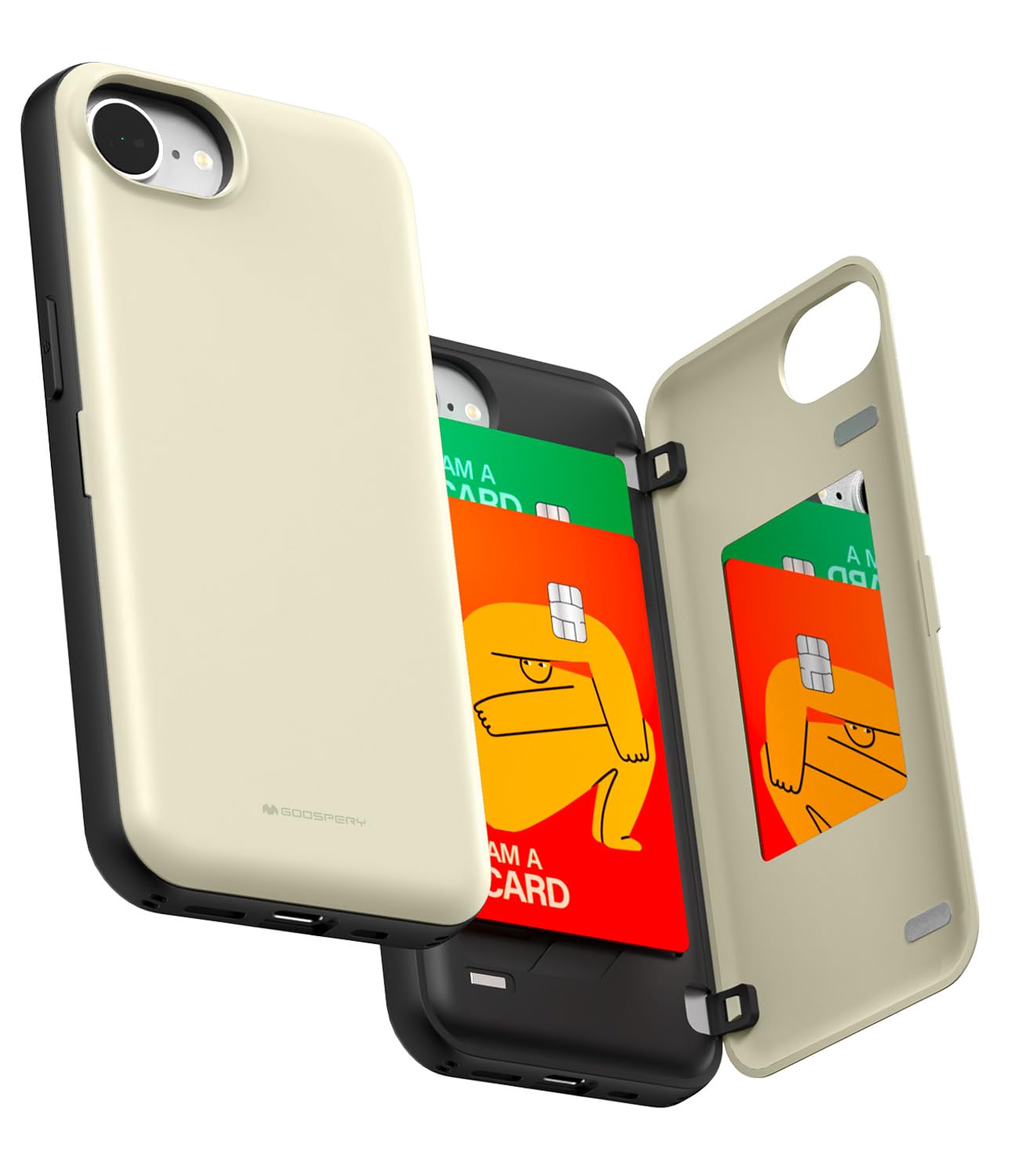 GOOSPERY for iPhone 17e & 16e Wallet Case, [Card Holder] Magnetic Door Bumper with Auto Closing, Slim Dual Layer Protective Phone Cover - White