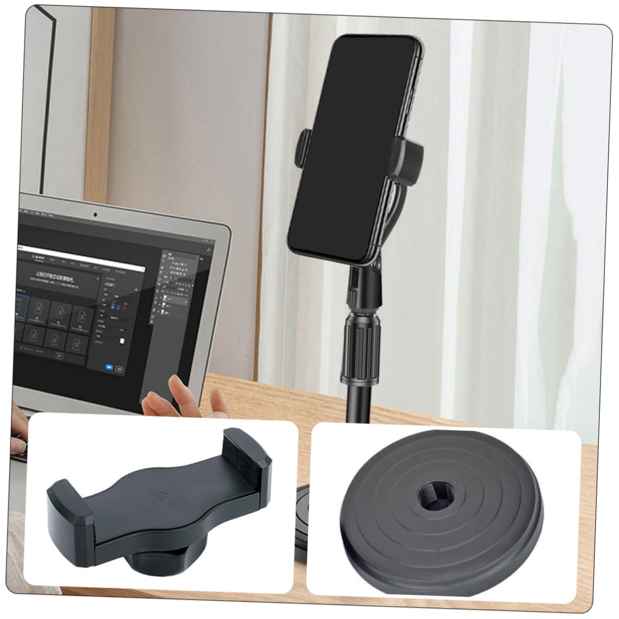 GALPADA 3 pezzi Supporti da Scrivania per Telefono Regolabili Nero Portacellulare Compatto e Portatile per Ufficio Camera Studio Angoli Multipli per Uso Sicuro e Comodo