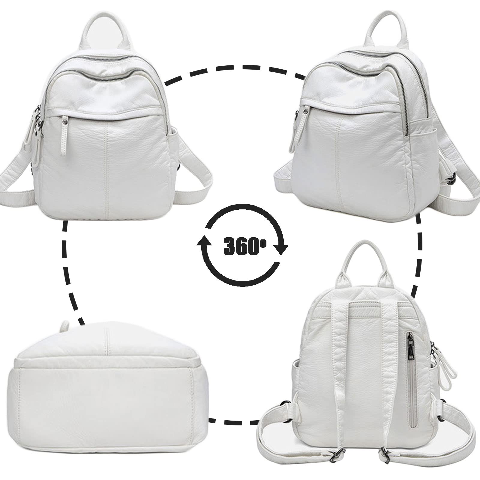 Zaino in pelle morbida per le donne antifurto viaggio moda zaino borsa leggero multi tasche Bookbag, design semplice