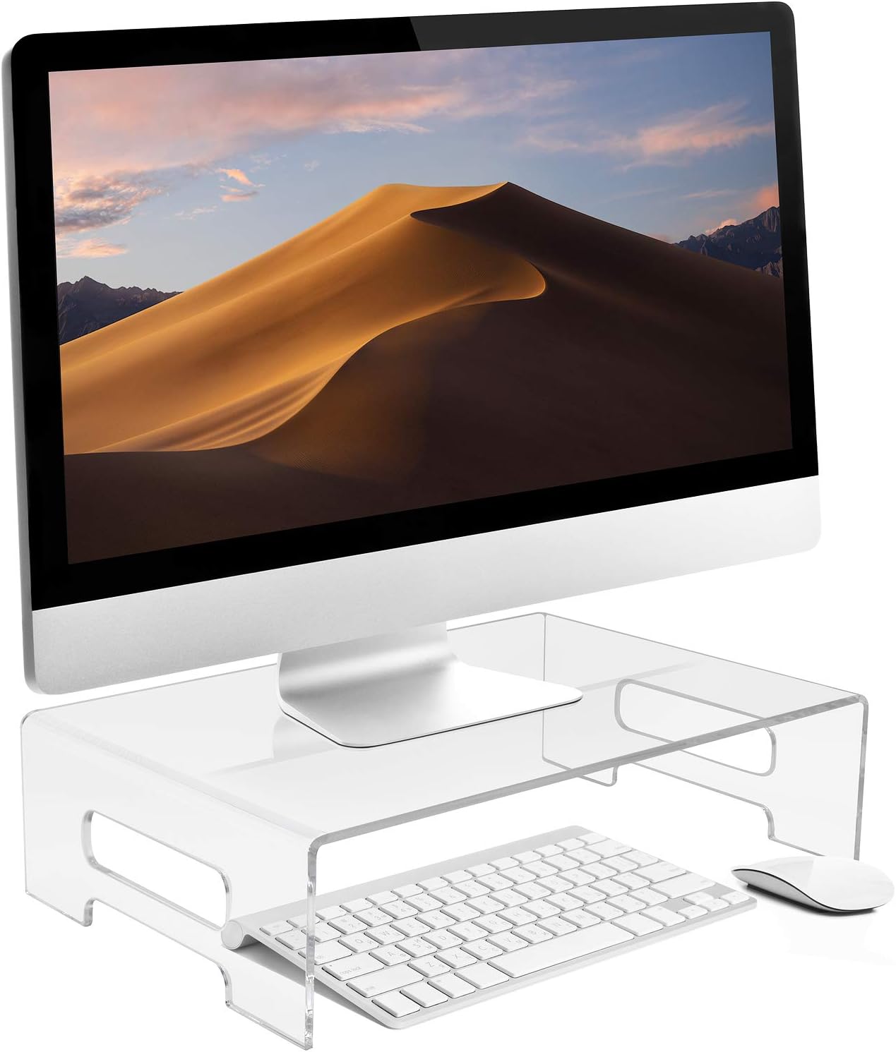 Sorbus Acrylic Monitor Stand, Clear Laptop Riser, Computer Desktop Stand, Desk Display Tray Shelf, Bed Tray with Carry Handles, Keyboard Cover, Laptop Monitor, Showcase Fixtures, Food Display Risers