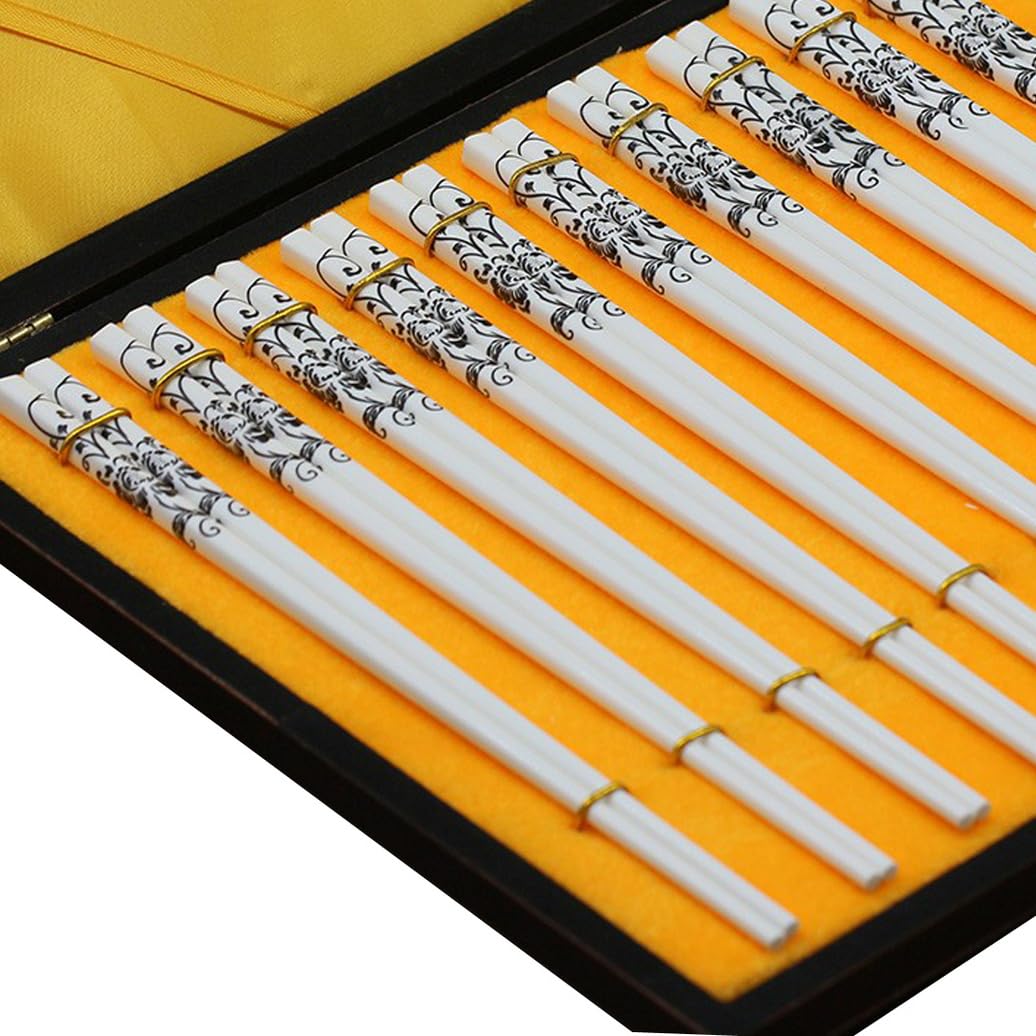 Bopsticks en Porcelaine Cadeau De Fleurs, Baguettes Chinoises en Os De La Chine, 10 Paires Baguettes Premium Réutilisables, Lave-Vaisselle À Haute Résistance B