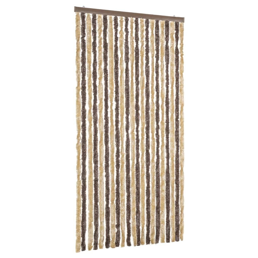 vidaXL Fly Curtain, Fly Screen for Window Living Room Doorways, Door Curtain for Decorations, Fly Blind, Dark Brown and Beige 90x220 cm Chenille โ image 1