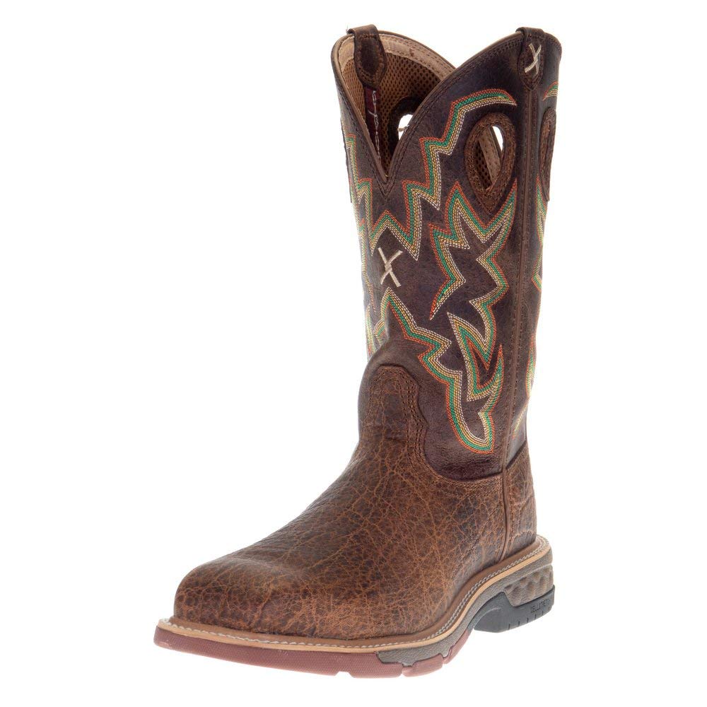 Twisted X Mens Tan Elephant Print 12" Tan Top Nano Toe Work Boot Tan 11 D