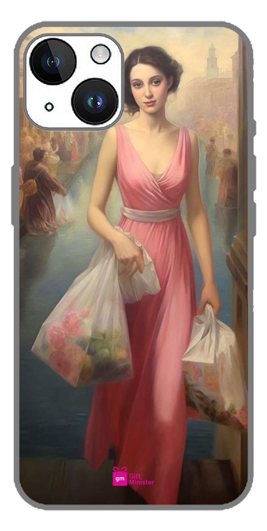 Gift Minister Silicone Designer Cover For Apple Iphone 14 Pinkcase - Shopping Woman Printed Anime Wilk Whimsical Cityscapes Pink Happenings York Protective Clear Anti-Fingerprint Shockproof 1Pcs 1695V