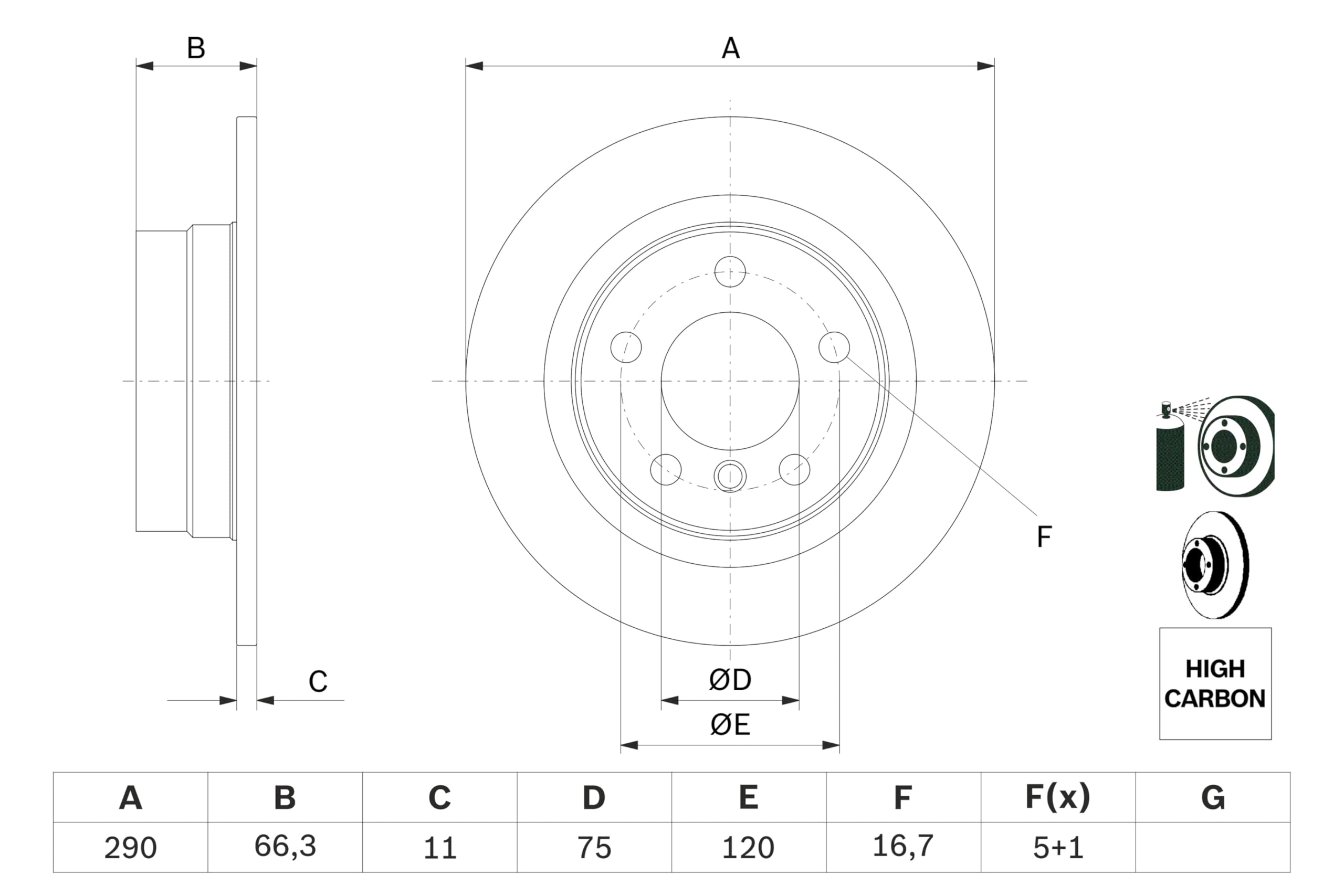 BOSCH Set Dischi Freno BD1650 - Dischi Freno Ventilati di Ghisa di 290mm - Asse Posteriore - Conformi al regolamento ECE-R90 - Ottimizzati per Ridurre Rumore, Calore e Corrosione - 2 Dischi