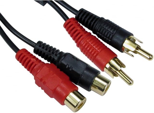Bluecharge Direct 3m Twin Phono EXTENSION Cable Lead 2 x RCA Male To Female Plug To Socket GOLD
