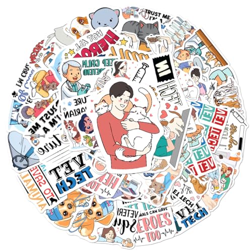 Veterinary Technician Quotes Animal Care Stickers Pack 50Pcs Vinyl Sticker Set for Laptop Water Bottles Luggage Journals Scrapbook Vet Tech Students Lovers Aesthetic