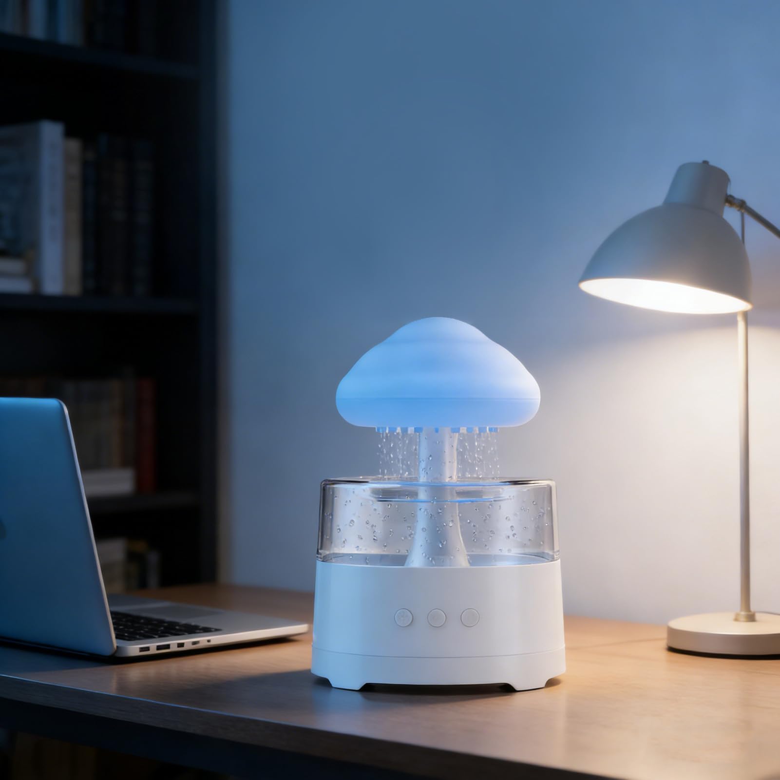 Cloud Rain Humidificateur Diffuseur d'huiles essentielles 7 Modes d'éclairage LED réglables Humidificateur de Gouttes de Pluie pour Chambre à Coucher Salon Rechargeable