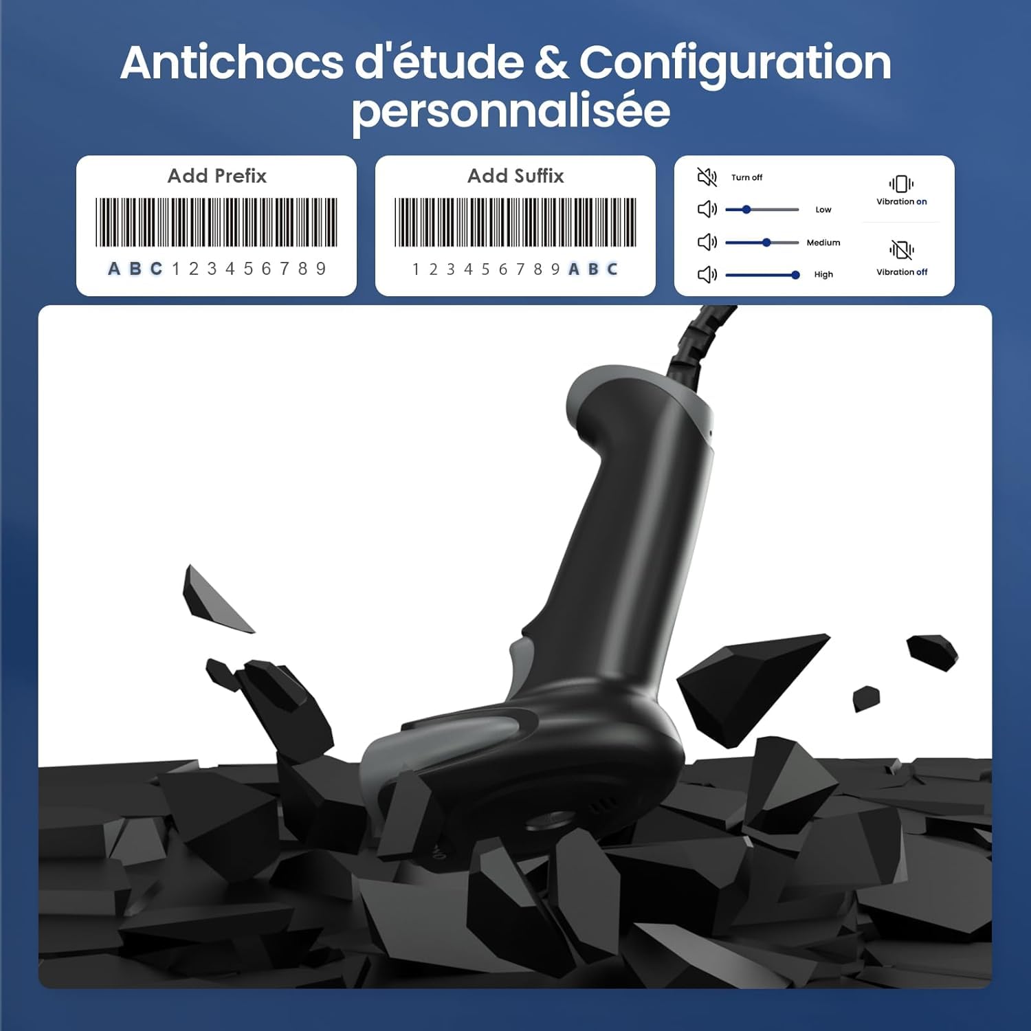 Eyoyo Lecteur Codes Barres 1D 2D USB Douchette Scanner Code Barre QR PDF417 Data Matrix pour PC Mac