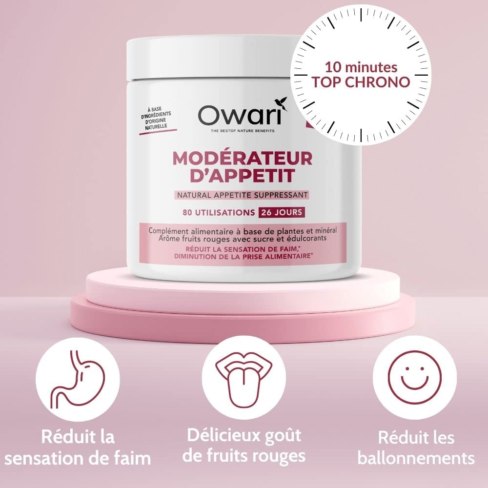 POUDRE COUPE FAIM - Complement Alimentaire Naturel Perte de Poids - Modérateur d'Appetit Avec Konjac - Amincissant Fort - 80 Utilisations - 100% Naturel et Produit en France