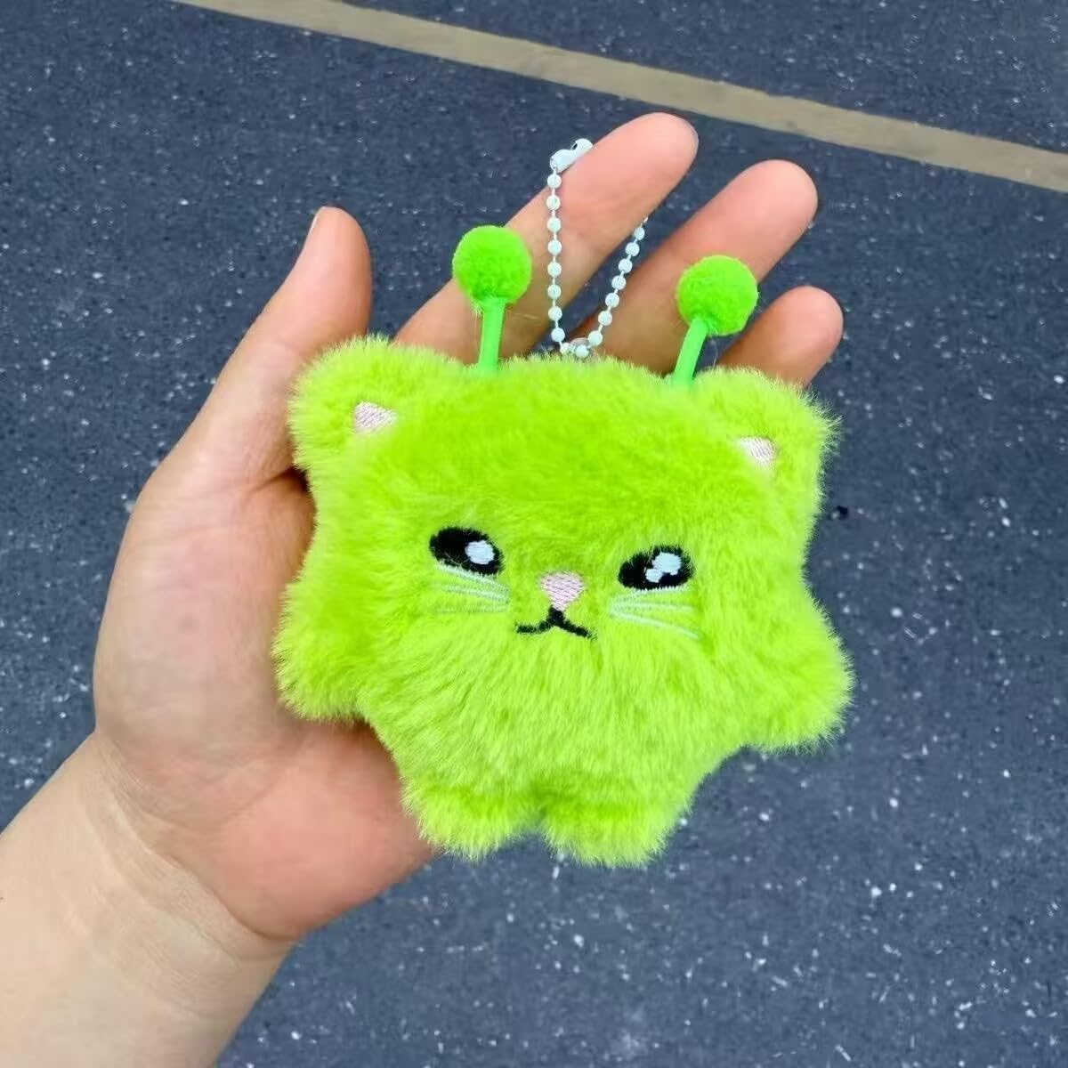 1 Piece Cute Alien Cat Plush Keychain Cartoon Kitten Key Ring Pendant