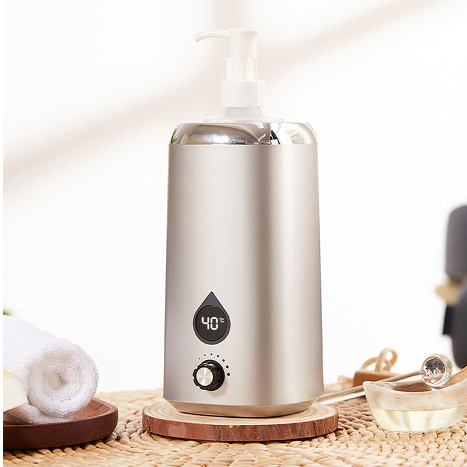 Scaldabiberon per Olio da Massaggio 220V, Riscaldatore per Lozione Elettrico Digitale Professionale Temperatura Regolabile Scaldabiberon per Lozione a Bottiglia Singola per Spa,