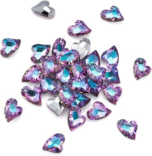 Cheriswelry 30 colgantes en forma de corazón facetado de cristal K9 dijes de corazón de diamantes de imitación de cristal K9 dijes colgantes de