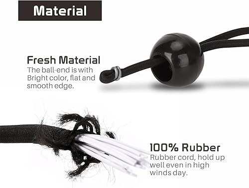 Miniatura 5 de Cuerdas elásticas de bolas de 6 pulgadas para exteriores, paquete de 50 lonas resistentes a los rayos UV, elásticos fuertes y resistentes y 10