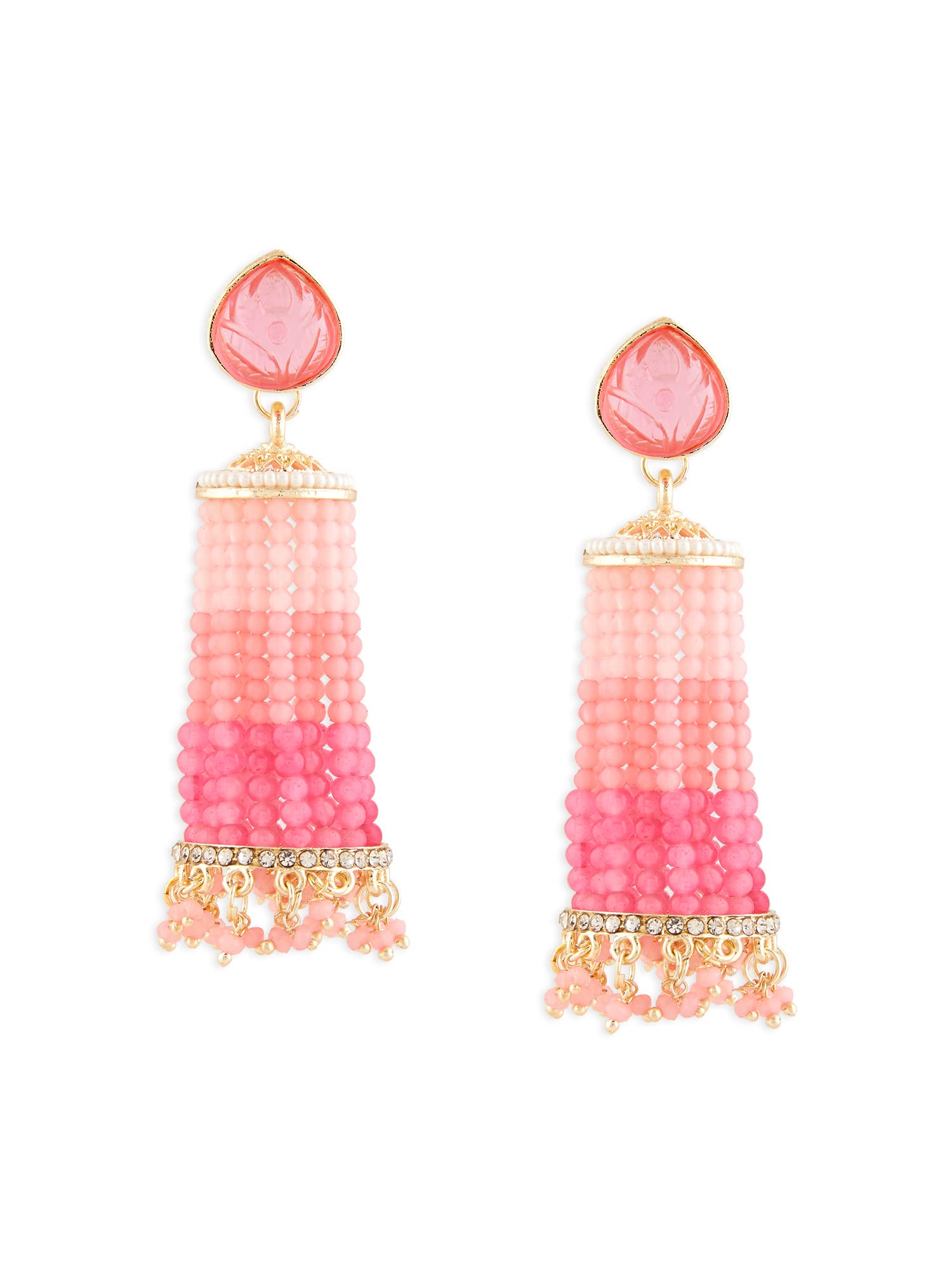 Zaveri Pearls Pink Beaded Hanging Traditional Jhumki Earring For Women-ZPFK15868 (B0C4HCZTQ1) Amazon Price History, Amazon Price Tracker