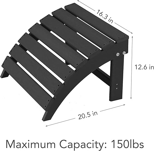 Miniatura 3 de Sundale Outdoor Silla Adirondack otomana de plástico resistente al agua, reposapiés, resistente a la decoloración y al óxido, perfecta para patio,
