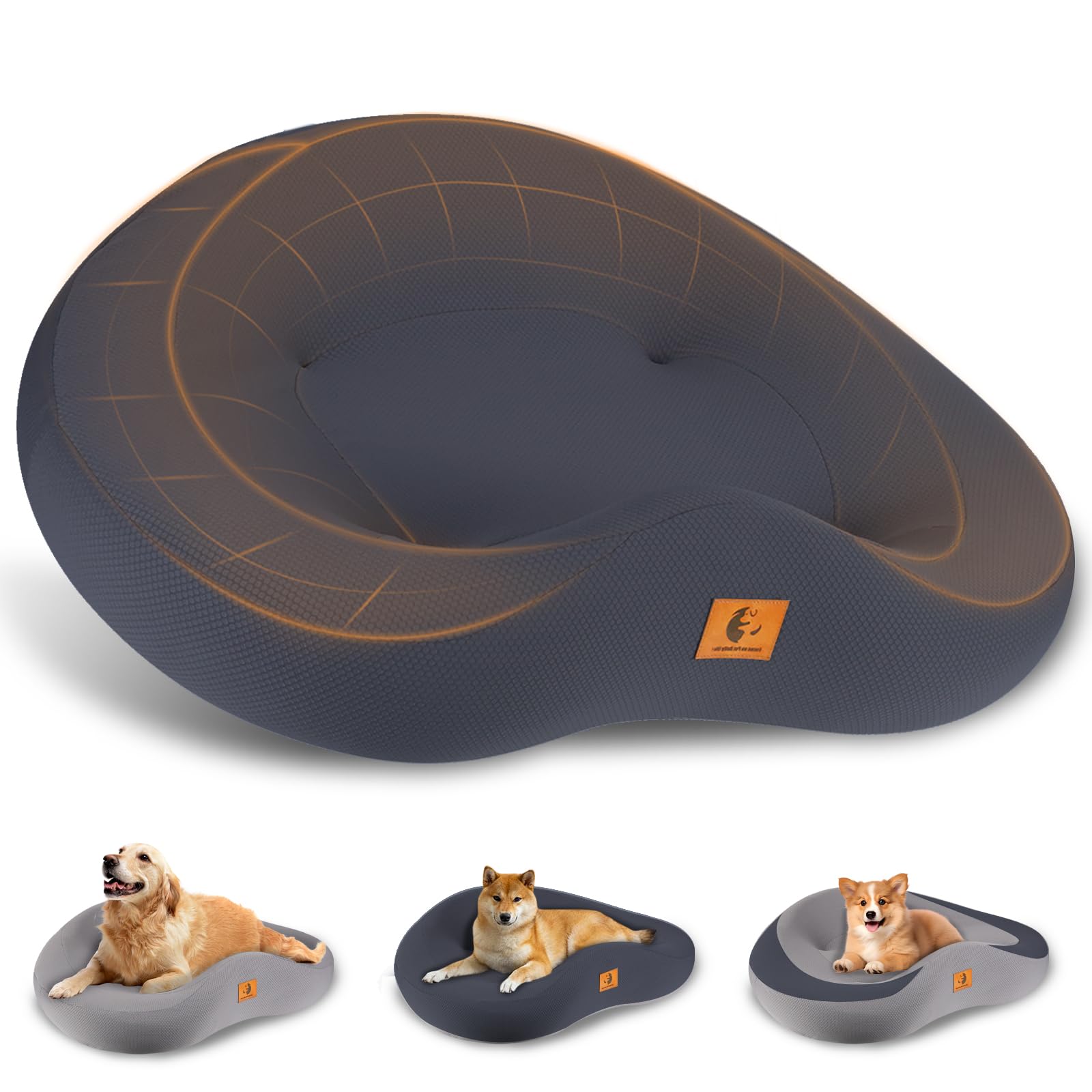 ESCRODOI Orthopedic Dog Beds for Large/Medium Dogs, 9'' Thick Pure Memory Foam Dog Bed with Removable Washable Cover, Waterproof Couch Pet Bed, 60D