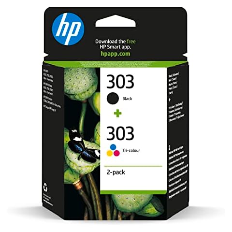 HP 303 (3YM92AE) Original Printer Cartridges Multipack (1xblack, 1xcolor) for HP ENVY 6200, 7100, 7134,7220e,7221e,7224e,7800,7900e HP Tango Printer.Black - 1X 200 pages|Tri-color - 1 x 165 pages Cover