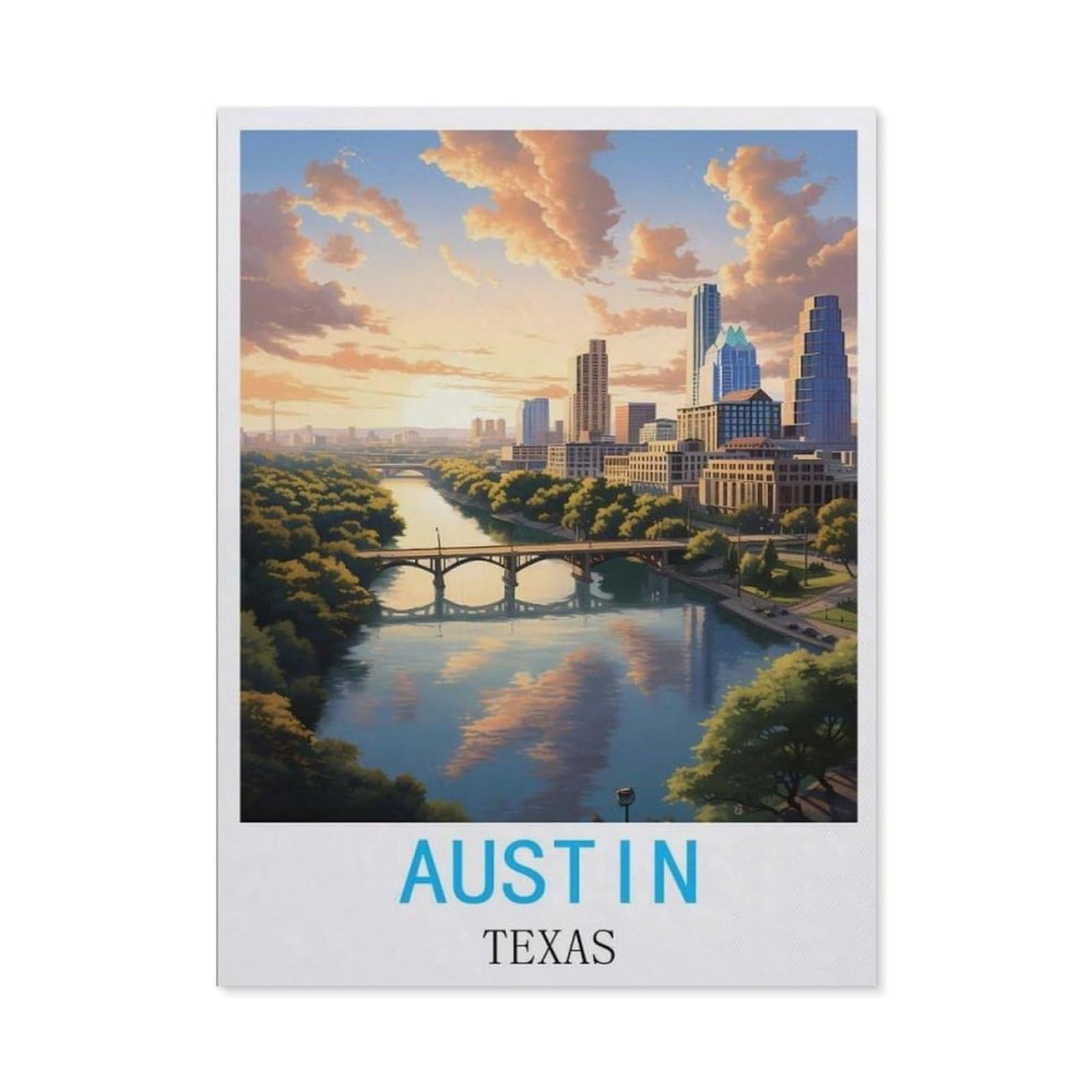 BEAYODKP 5D Diamond Painting Kits，Austin Texas,DIY Rhinestone Embroidery Set Paint with Diamond Art by Number Kits Cross Stitch Home Wall Craft Decoration（40 x 50 cm/15.74 x 19.68 inches）-BZ6