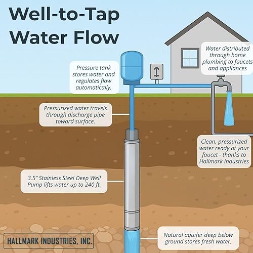 Miniatura 8 de Hallmark Industries MA0414X-7 bomba sumergible para pozos profundos, de 1 Hp, 110 V, 60 Hz y 33 gal/m, con cabezal de 207 pies, de acero inoxidable,
