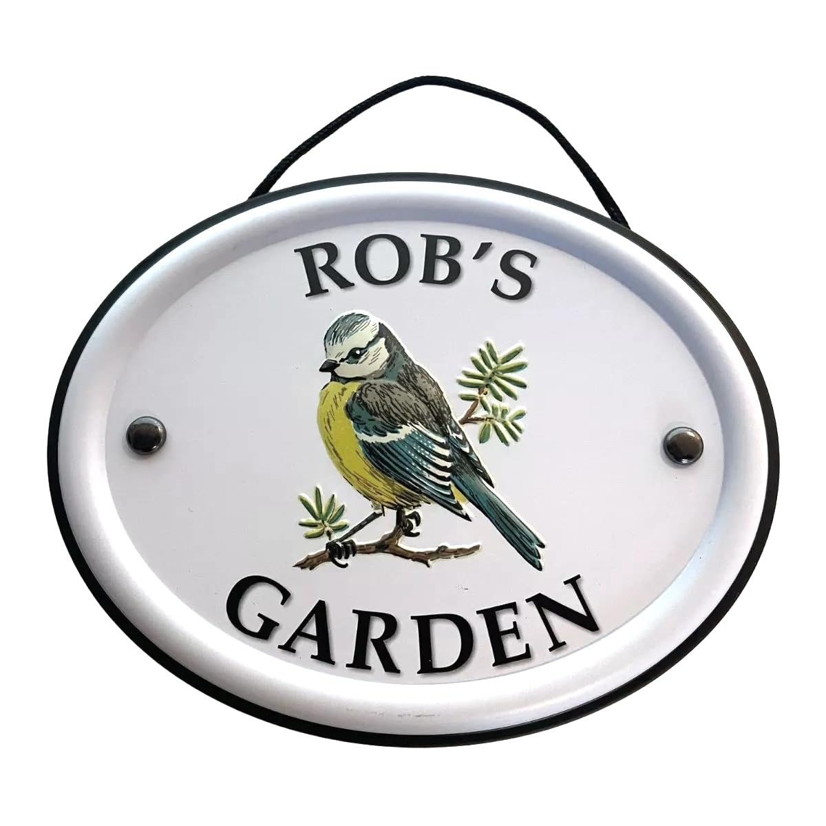 Personalised Garden Sign Hanging Outdoor Tin Plaque Embossed Metal Wall Signs "Rob's Garden"