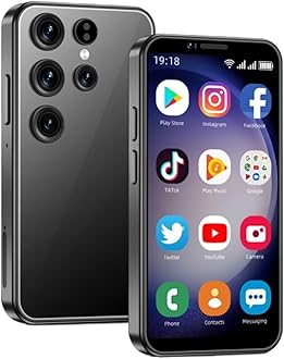 Mini Smartphone S24 Ultra 3G Unlocked Mini Phones 3.5" HD Display WiFi GPS Android 8.1 Cell Phones HD Camera Dual Sim Small Phone 2GB RAM 16GB ROM Mobile Phone (Black)