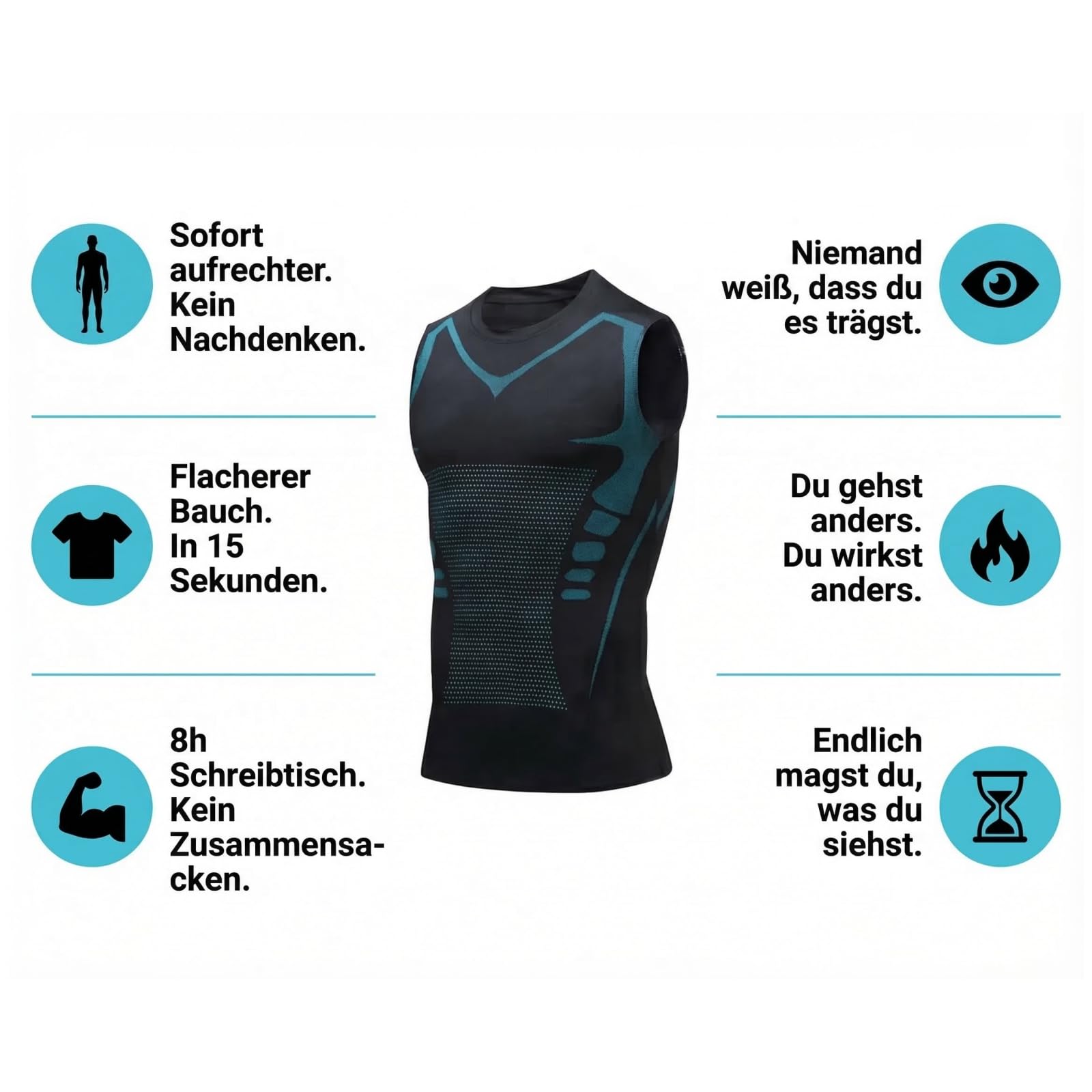 Lunovia Shirt,Lunovia V Shape Shirt,Herren Kompressionsweste,Muskelformende & Haltungssupport,ärmellos,schnell trocknend,für Fitnessstudio & tägliche Tragweise