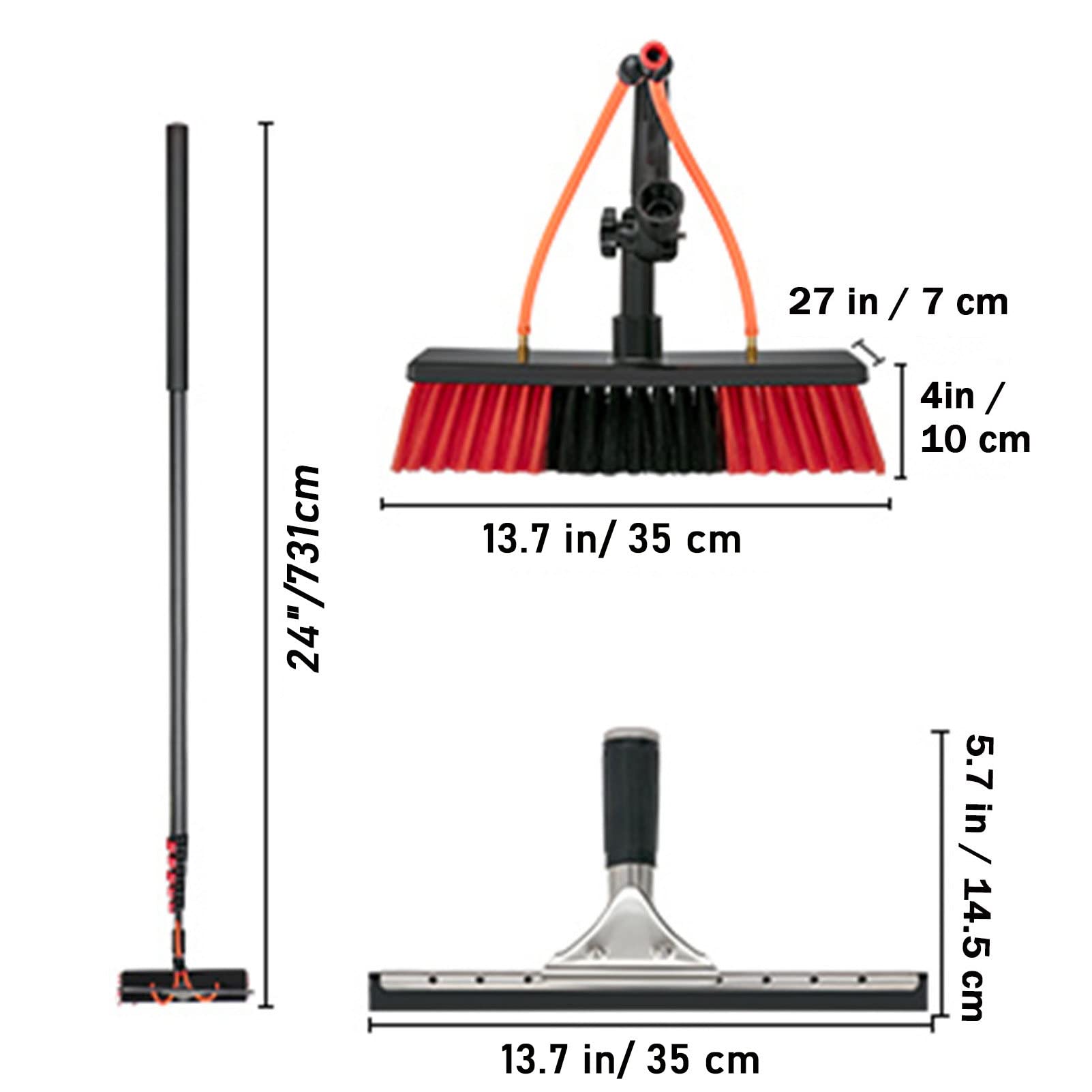 RayGenius Panel Solar Fotovoltaico, Herramienta Especial De Limpieza Equipo De Limpieza con Varilla TelescóPica Cepillo De Limpieza De Agua（con Rascador）,10.8M/36FT