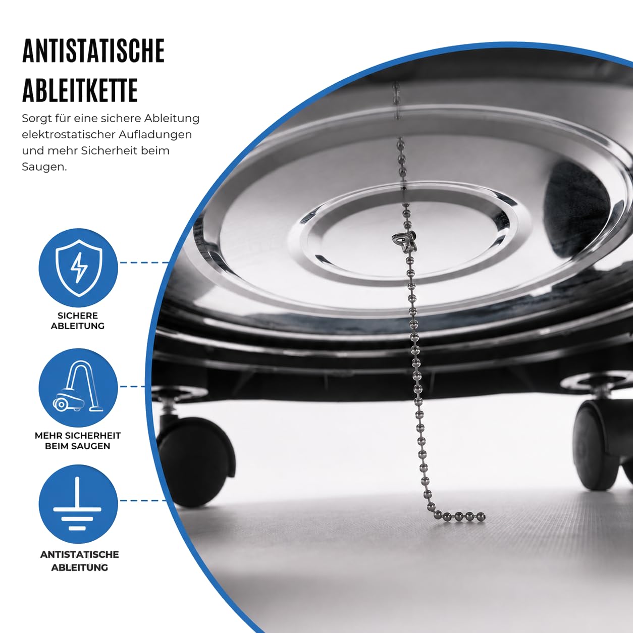 Sellnet Aschesauger für Kamin 20L 1650W Kaminsauger (Kabellänge ca. 4m) Aschesauger Staubsauger Inklusive HEPA Filter, Blasfunktion, DUAL Filter System, 3X Sackfilter, Antistatische Ableitkette SN121
