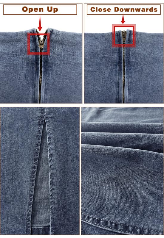 Alaster Queen Jeansrock für Damen, geteilter Rock, Bleistiftrock, hohe Taille, figurbetont, Jeansrock für Damen