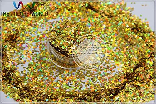 LM-2 Size 2 mm Laser Holographic Gold Color Glitter Paillette Square Shape spangles for Nail Art and DIY supplies1pack=50g