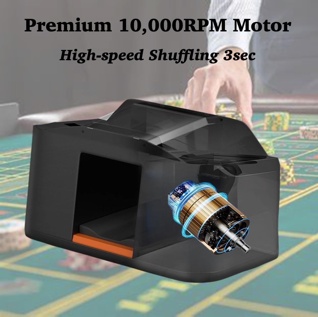 Shuffler automatico Shuffler 1/2 ponti, macchina da shuffler ricaricabile da 2000 mAh con motore a basso rumore, gioco di carte da casinò con shuffling di schede elettriche per poker da casinò, UNO