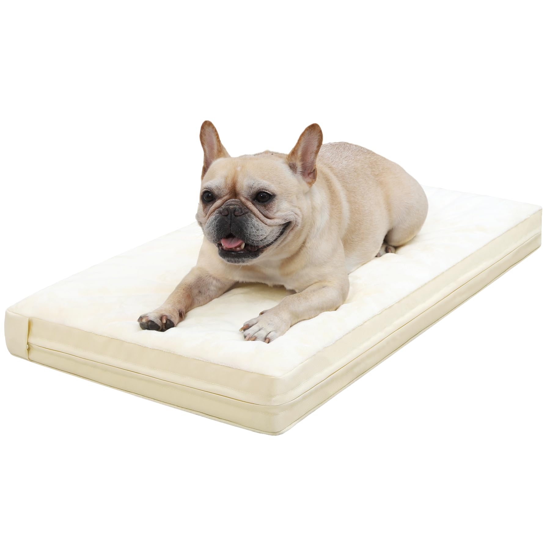 Waterproof Medium Dog Bed, Washable Orthopedic Puppy Crate Pad 30" Beige