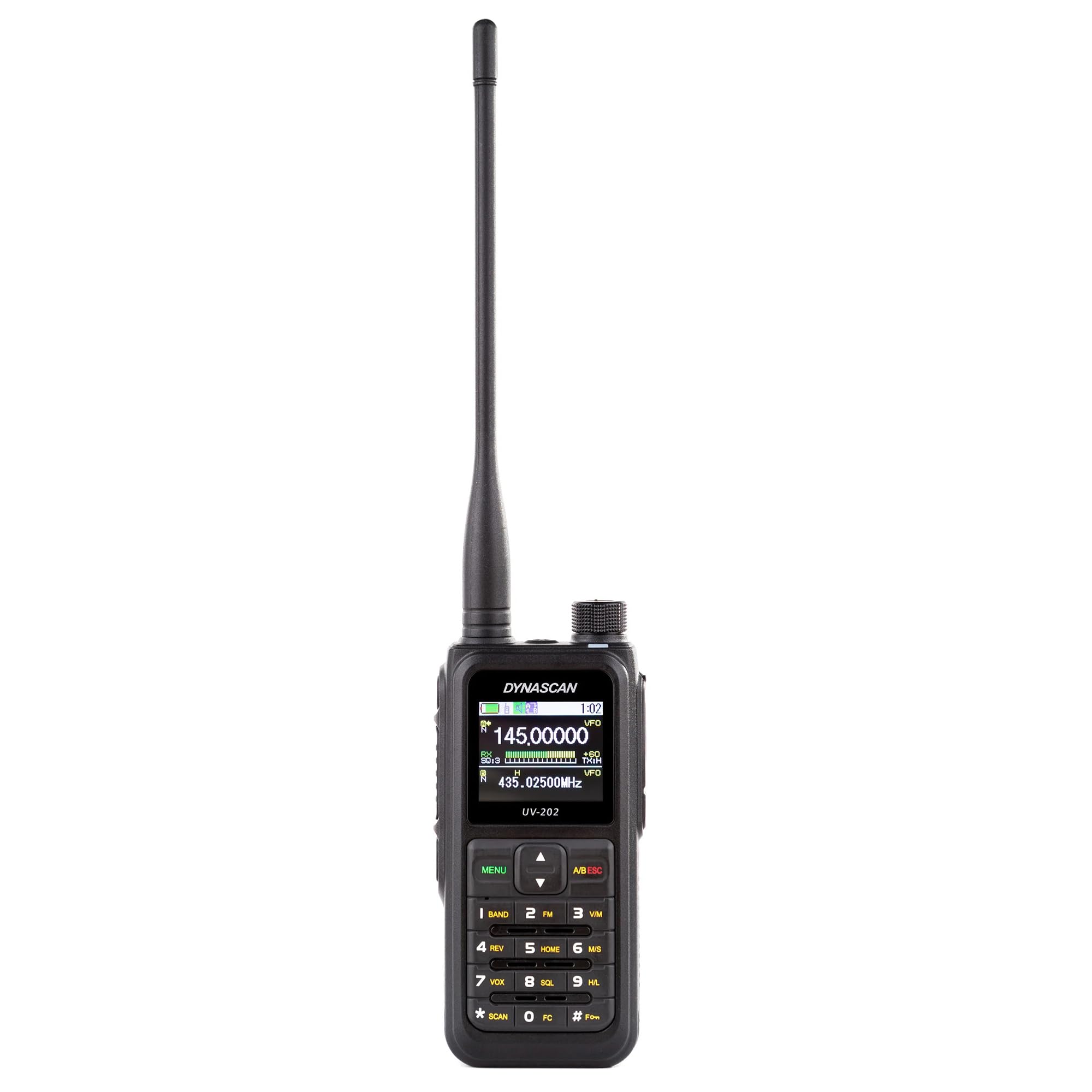 Stazione radio VHF/UHF Dynascan UV‑202 doppia banda, 5 W, 200 canali, VOX, riduzione del rumore, ricezione FM e banda aerea AM, IP67