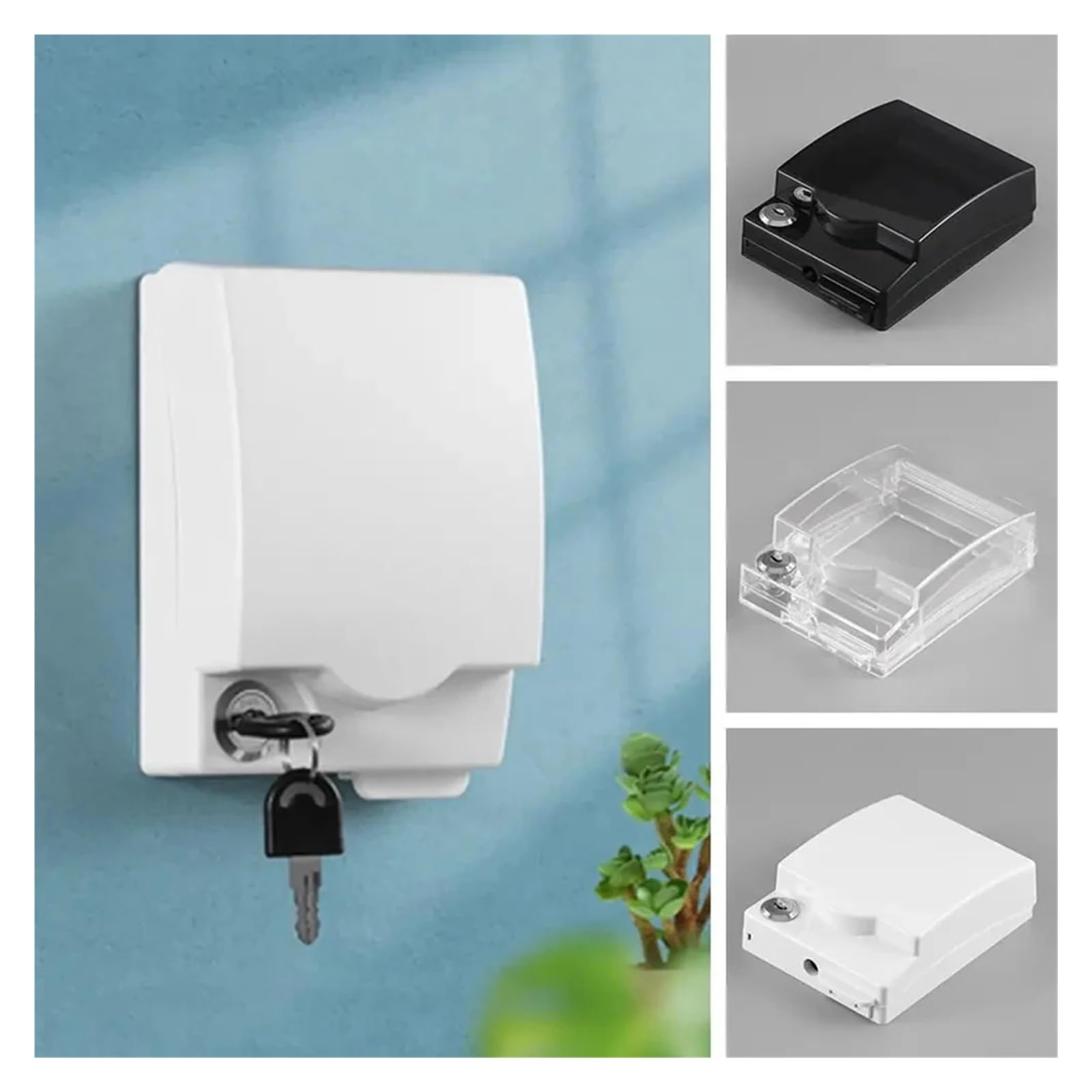 Protezione per interruttore della luce, 2 pezzi, 86, con serratura, impermeabile, con chiave, per protezione interruttore esterno, copertura in plastica autoadesiva per casa e ufficio, presa