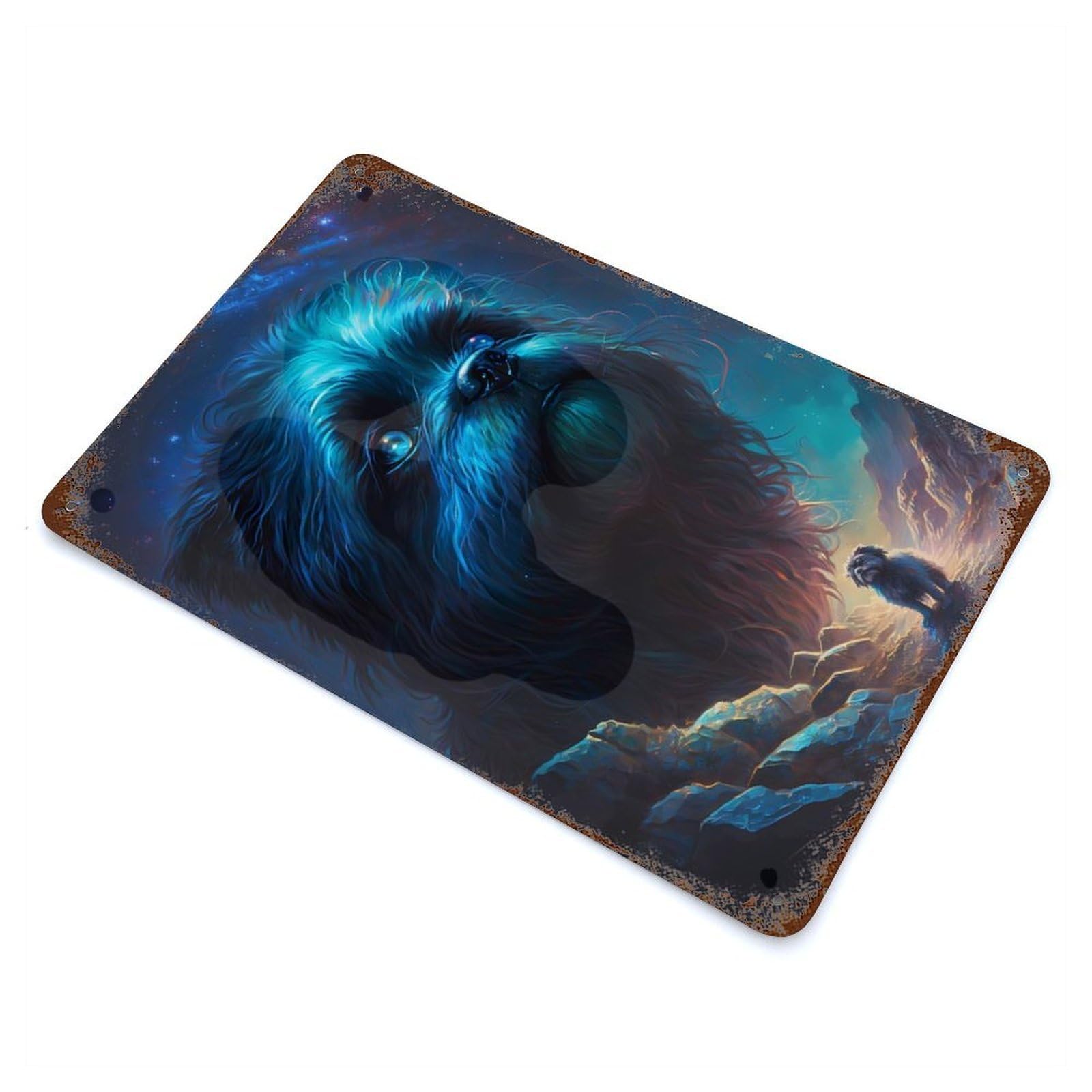Shih Tzu Dog Fictive Weathered Tin Sign 11.8"x7.9", for Basement, Hobby Room And Garage Decor, Rustic Home Decor